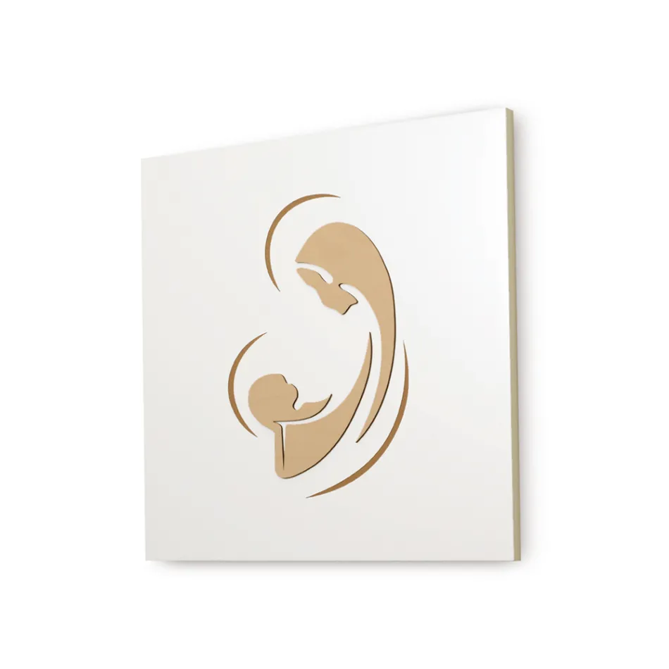 Lasergraviertes Bild der Madonna mit Kind, hergestellt in Italien – Bashira Viadurini