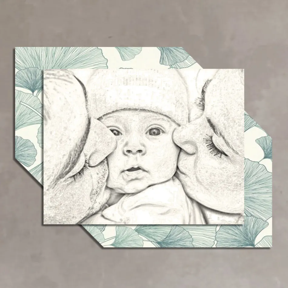 Holzbild mit Aufdruck eines Kusses für ein Kind, hergestellt in Italien – Andorra Viadurini