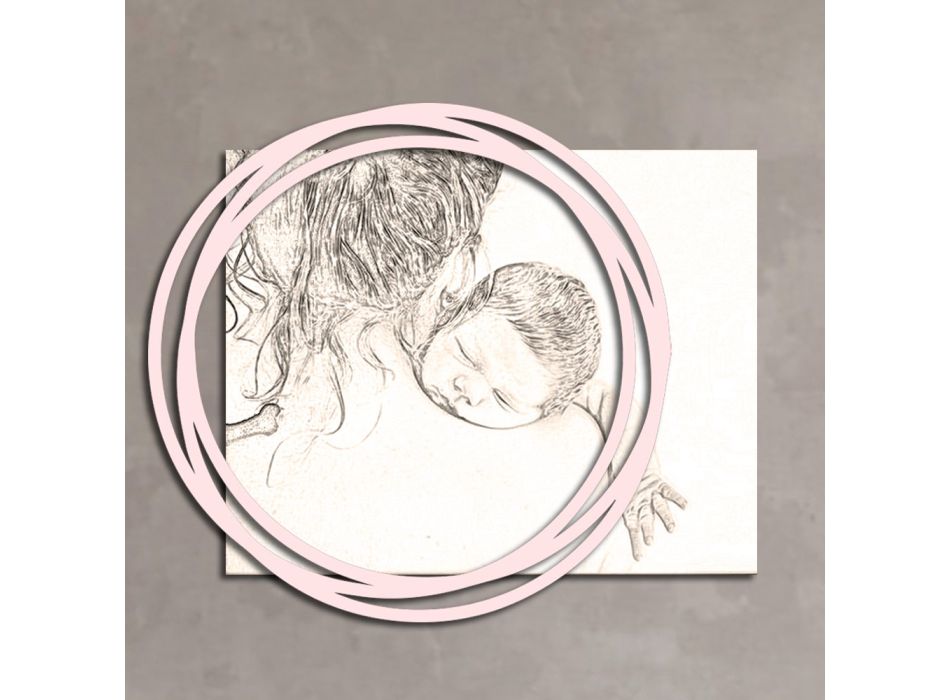 Holzbild mit Aufdruck einer Frau mit Kind, hergestellt in Italien – Taiwan Viadurini