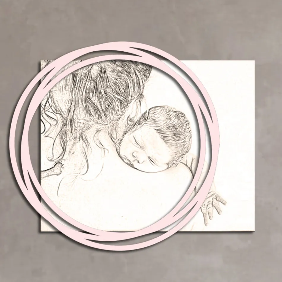 Holzbild mit Aufdruck einer Frau mit Kind, hergestellt in Italien – Taiwan Viadurini