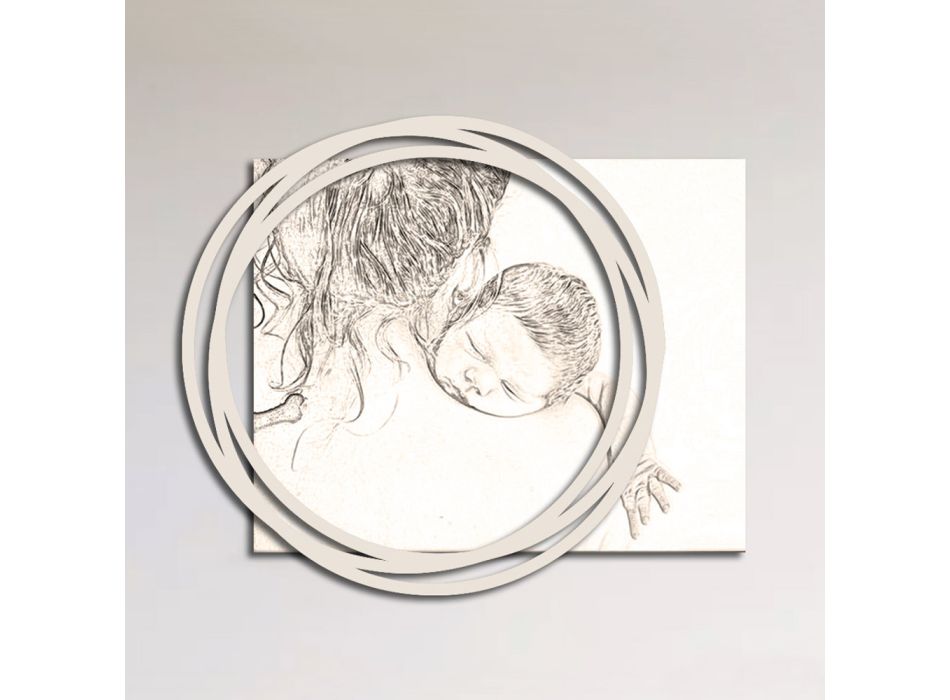 Holzbild mit Aufdruck einer Frau mit Kind, hergestellt in Italien – Taiwan Viadurini