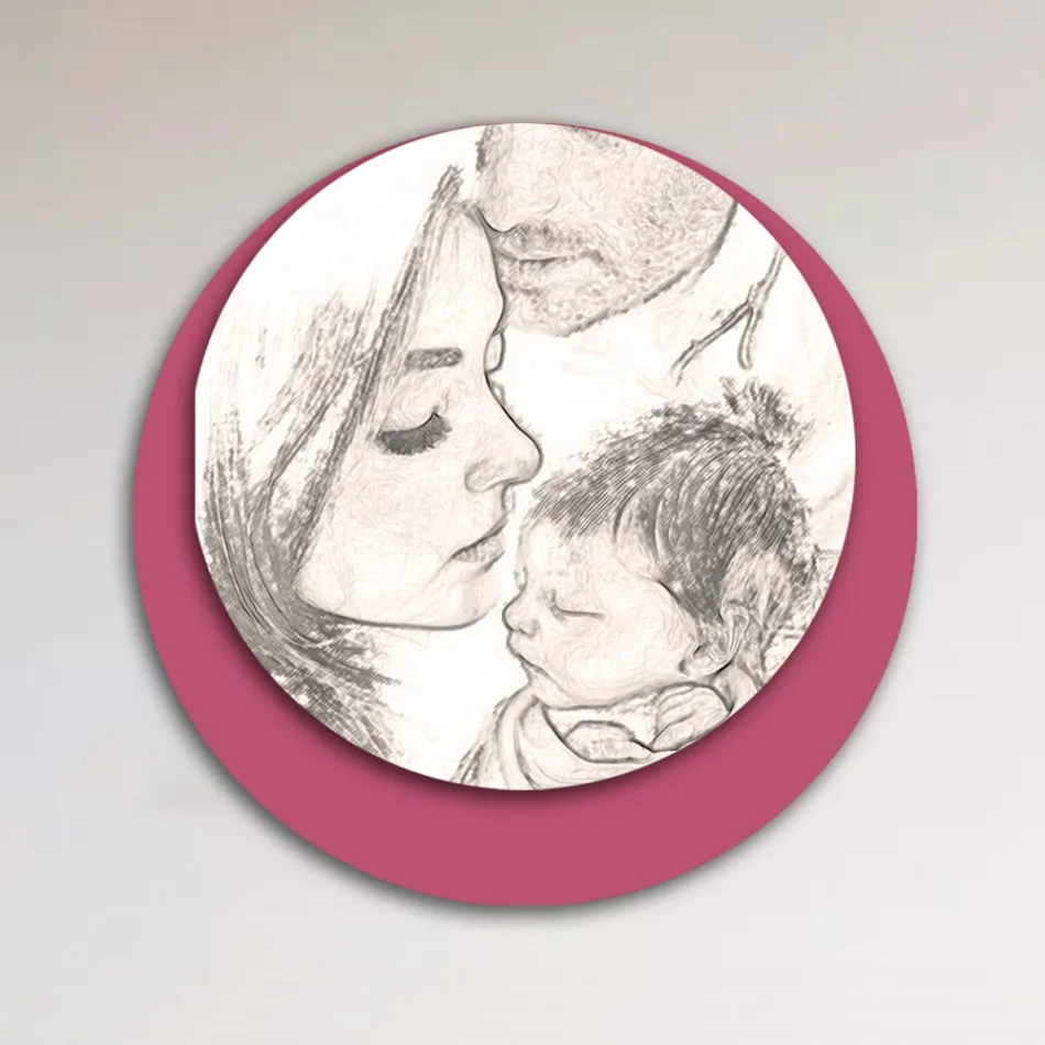 Holzbild mit Aufdruck einer vereinten Familie, hergestellt in Italien – Kanada Viadurini