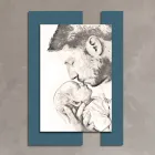 Holzbild mit Aufdruck eines Mannes mit Kind, hergestellt in Italien – Kosovo Viadurini