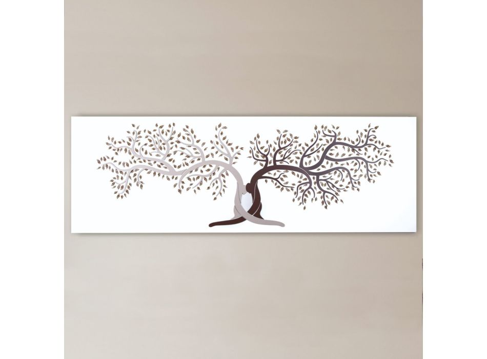 Lasergraviertes Bild mit 2 ineinander verschlungenen Bäumen, hergestellt in Italien – Deide Viadurini