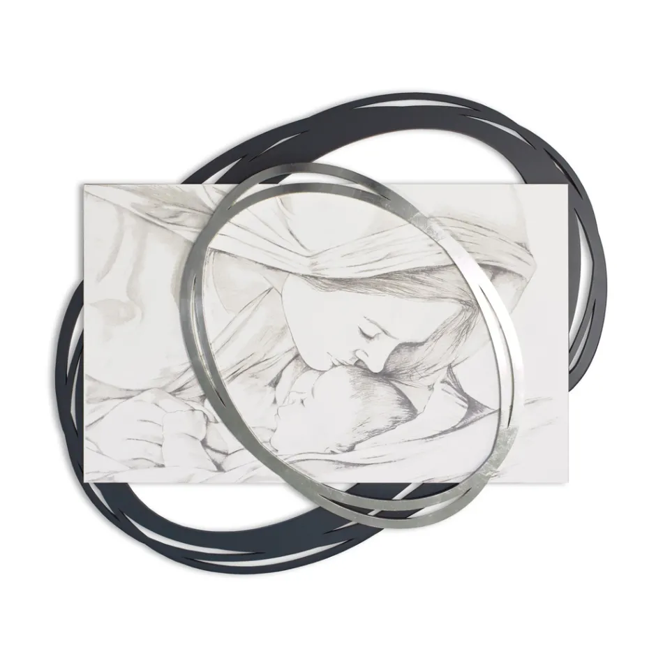 Lasergraviertes Bild mit Marias Kuss an Jesus, hergestellt in Italien – Sylvie Viadurini