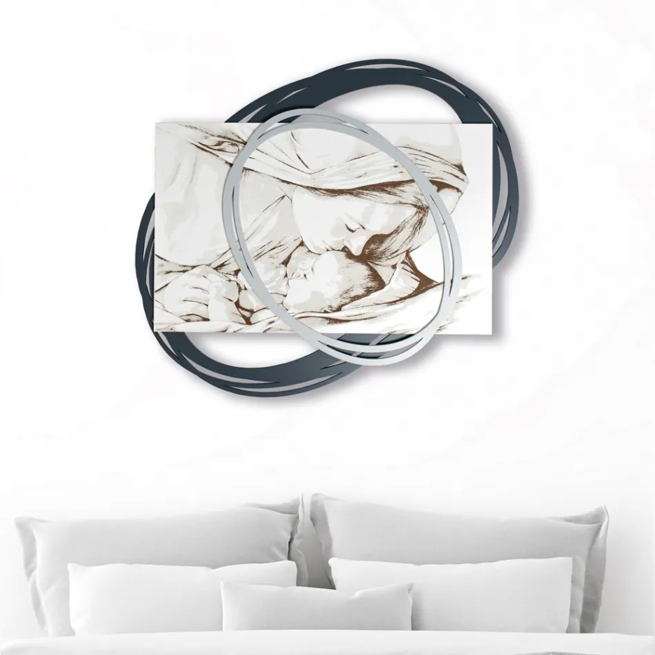 Lasergraviertes Bild mit Marias Kuss an Jesus, hergestellt in Italien – Sylvie Viadurini