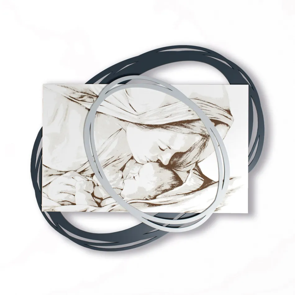 Lasergraviertes Bild mit Marias Kuss an Jesus, hergestellt in Italien – Sylvie Viadurini