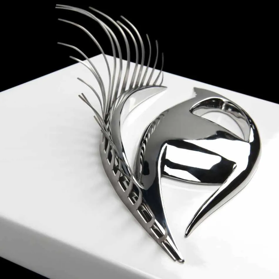 Moderner handwerklicher Rahmen aus Holz, Stahl und Harz Made in Italy - Eye Viadurini