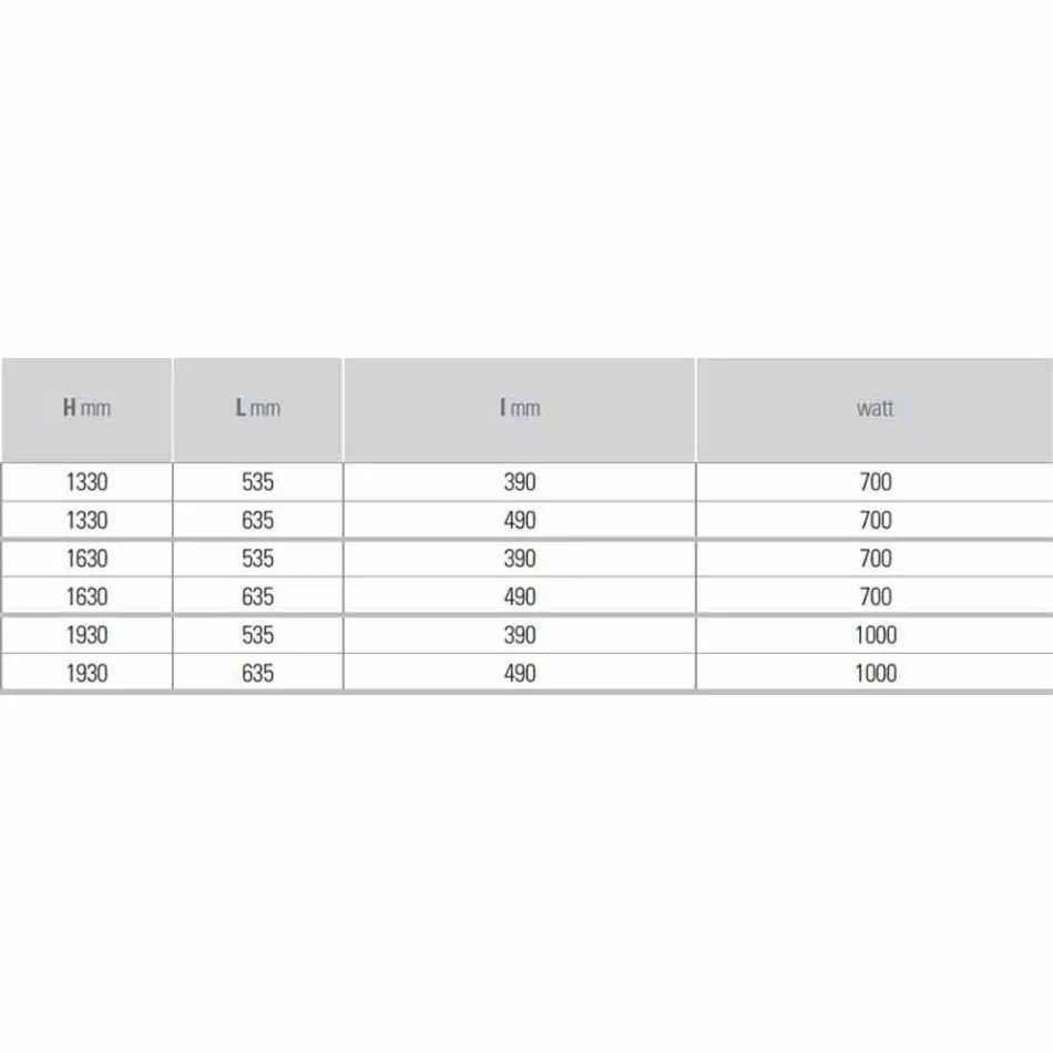Vertikaler elektrischer Kühler in modernem Stahldesign bis 1000 W - Schnitt Viadurini