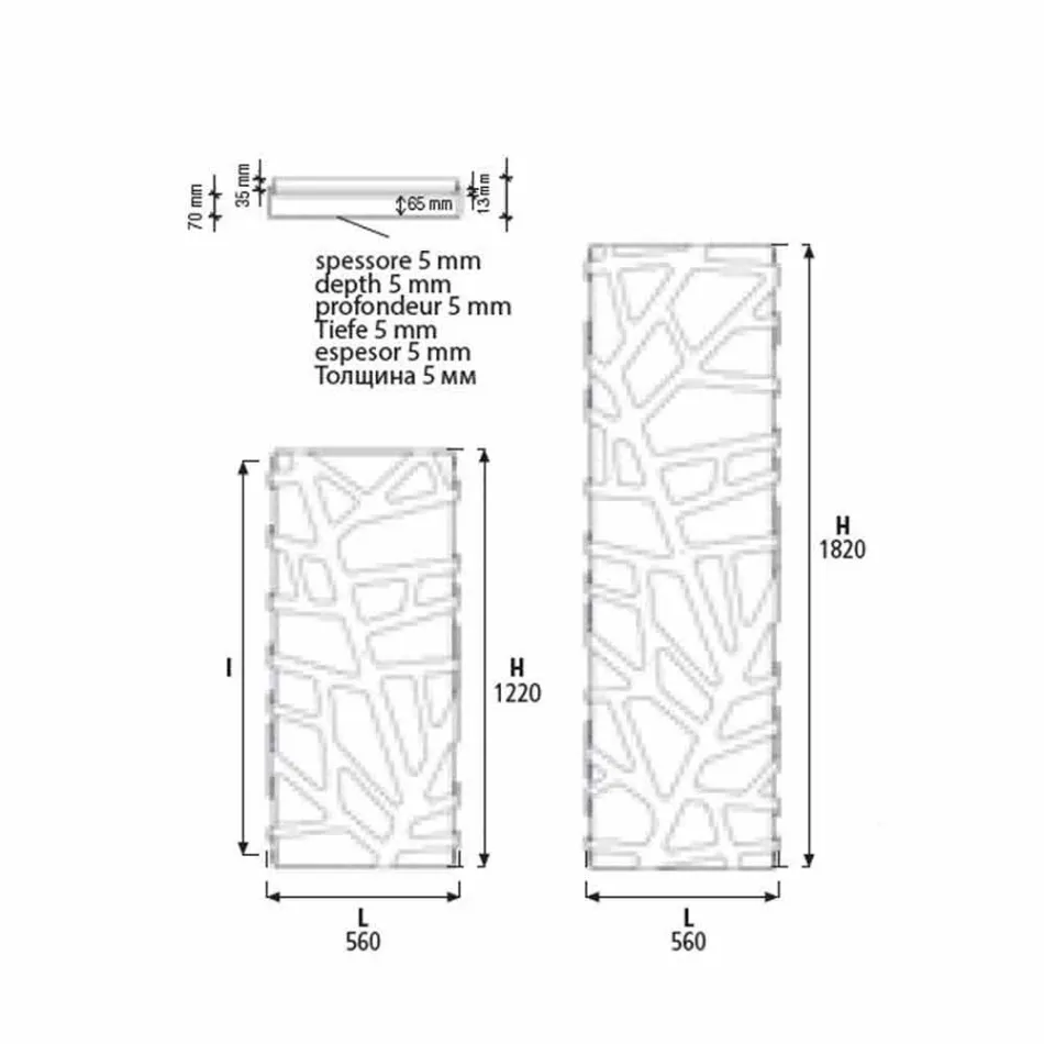 Hydraulischer Kühler mit vertikaler Ausführung bis 903 W - Flora Viadurini