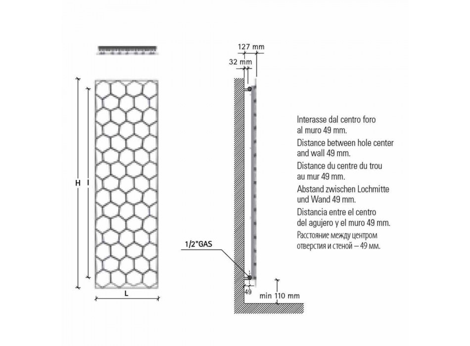 Modernes Design Kühler in Stahl Vertikales Design 834 Watt - Honig Viadurini