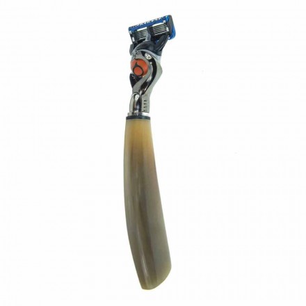 Rasiermesser mit handgefertigtem Kopf aus Horn oder Holz Made in Italy - Rabio Viadurini