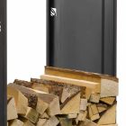 Rettangolo Nero 75 Design Holzhalter für Innenkamin aus Stahl Viadurini