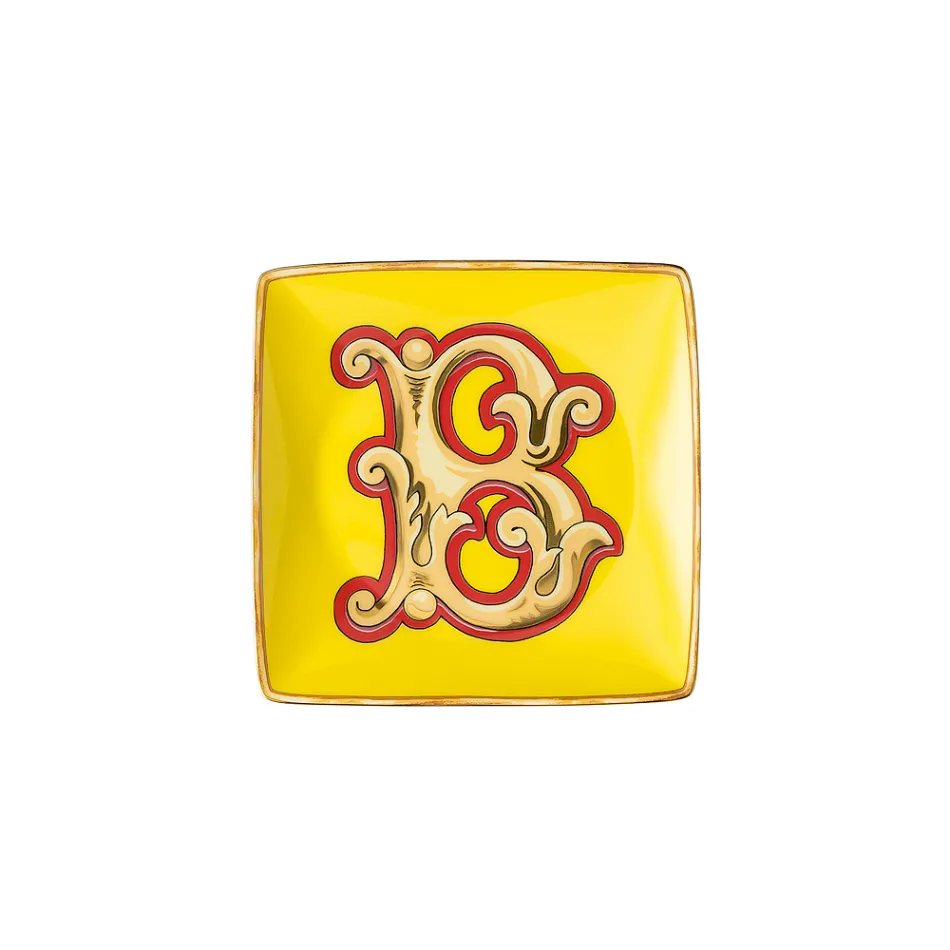 Rosenthal Versace Alphabet 6 flache, quadratische Porzellanschalen - Alphabet Viadurini