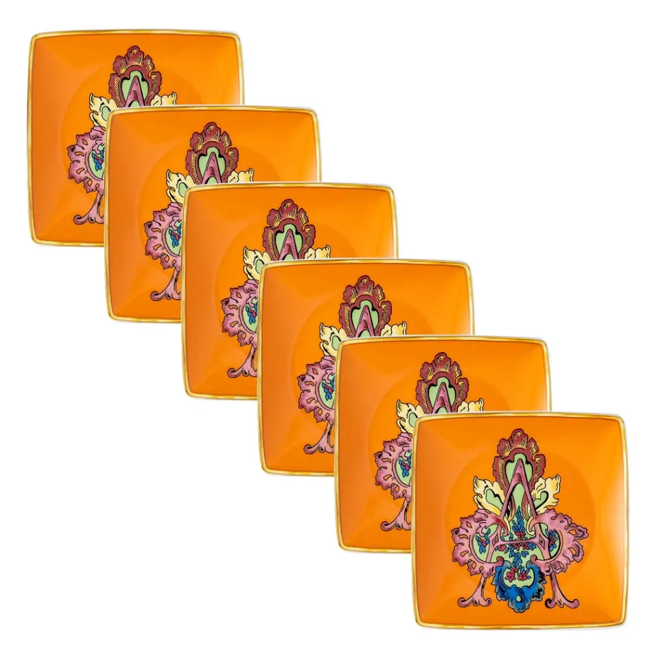 Rosenthal Versace Alphabet 6 flache, quadratische Porzellanschalen - Alphabet Viadurini