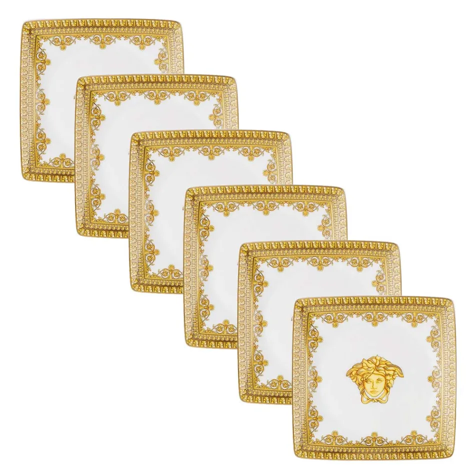 Rosenthal Versace I Love Baroque 6 flache, quadratische Porzellanschalen - Barock Viadurini