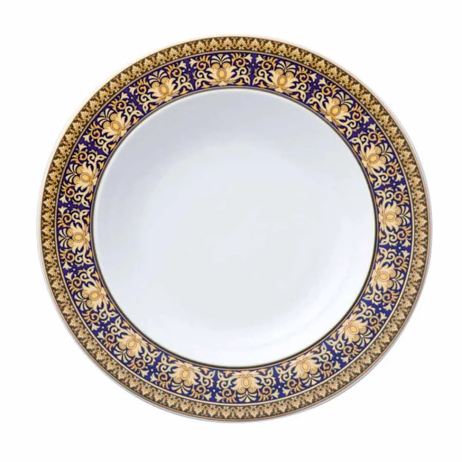 Rosenthal Versace Medusa Blue Teller mit modernem Porzellansockel Viadurini
