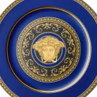 Rosenthal Versace Medusa Blue Plate Platzhalter aus Porzellan Design Viadurini