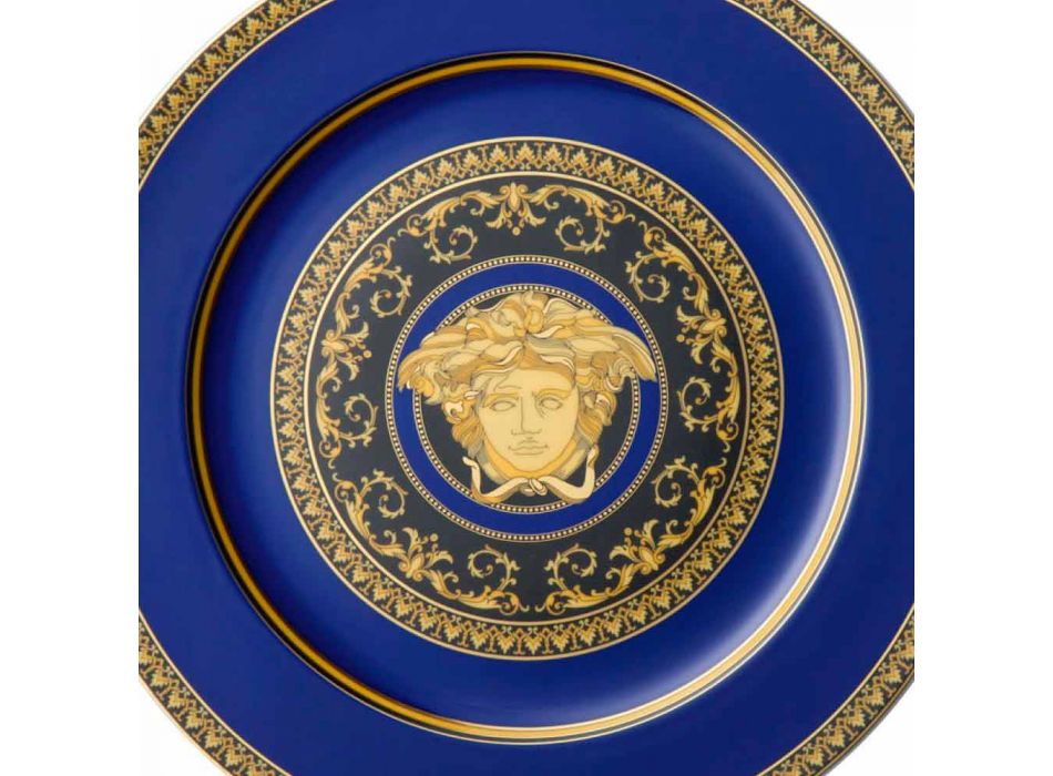 Rosenthal Versace Medusa Blue Plate Platzhalter aus Porzellan Design Viadurini