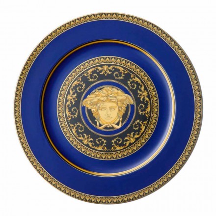 Rosenthal Versace Medusa Blue Plate Platzhalter aus Porzellan Design Viadurini