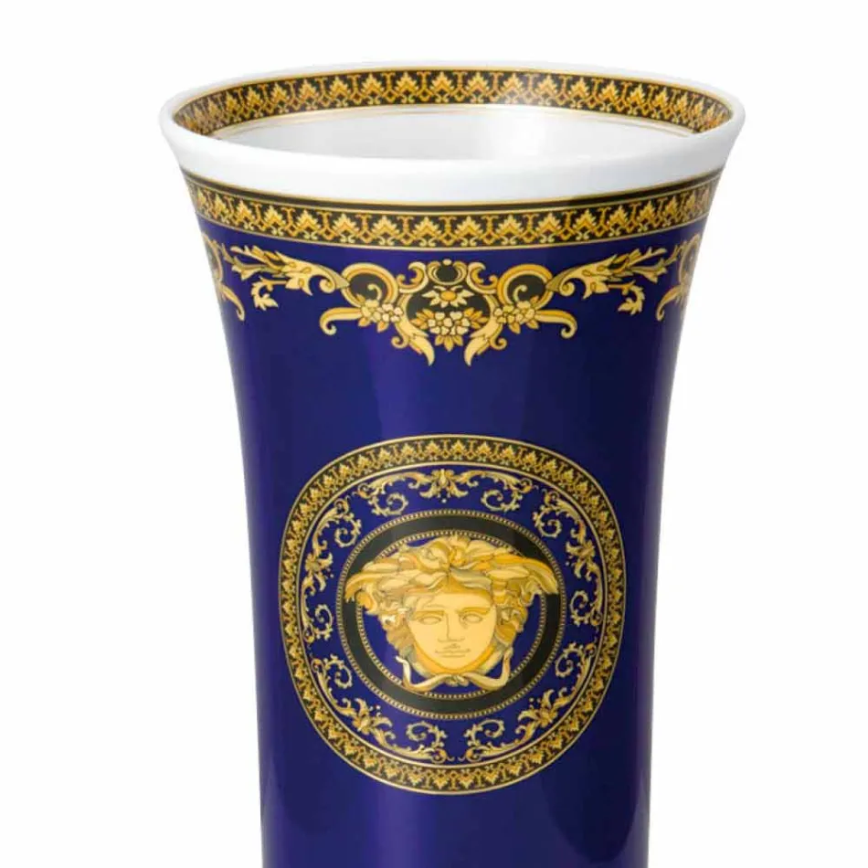 Rosenthal Versace Medusa Blau Modernes Design Porzellanvase 26cm Viadurini