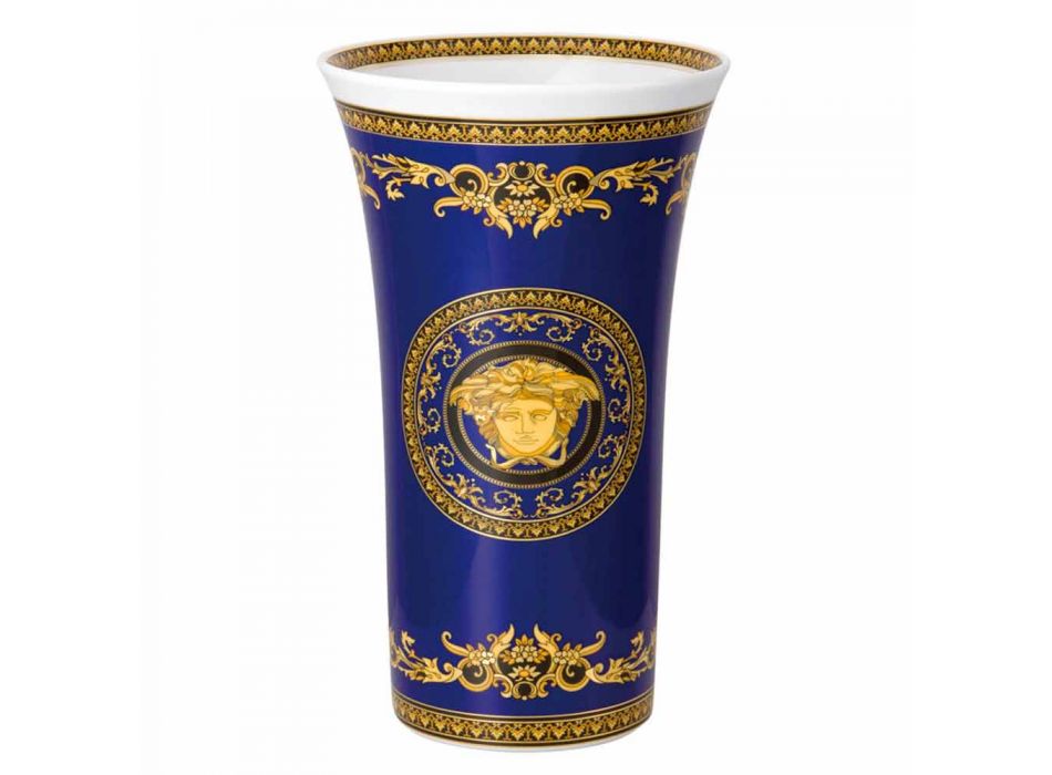 Rosenthal Versace Medusa Blue Vase aus modernem Design Porzellan 34cm Viadurini