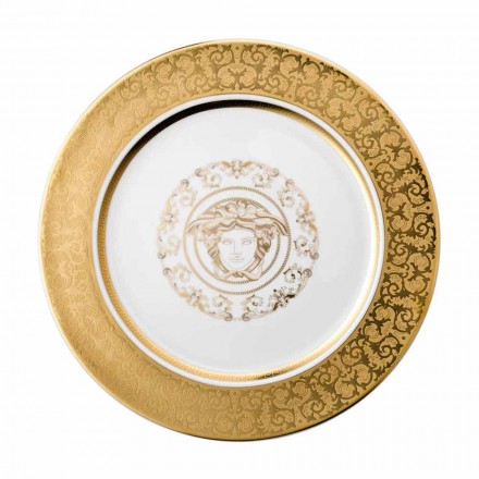 Rosenthal Versace Medusa Gala Gold Tellerhalter 30cm Porzellan Viadurini