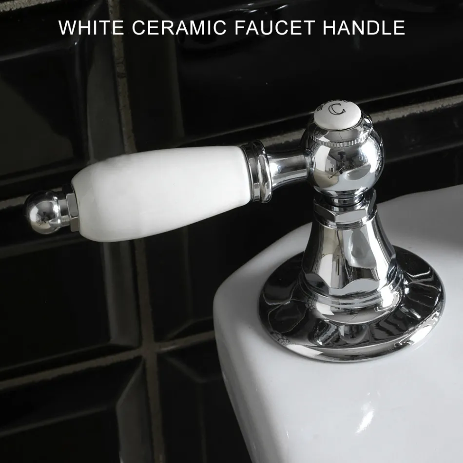 Klassischer 3-Loch-Bidethahn mit Messinghebeln, hergestellt in Italien – Noriana Viadurini