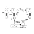 Klassischer 3-Loch-Bidethahn mit Ablaufgarnitur aus Messing, hergestellt in Italien – Ercolina Viadurini