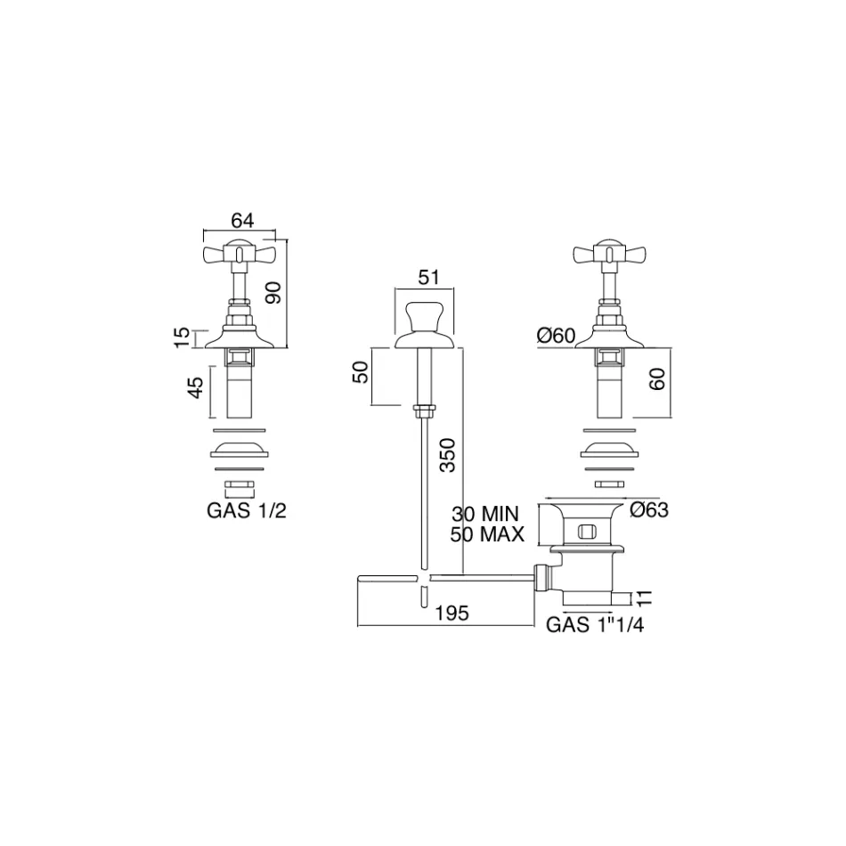 Vintage-Bidetarmaturen aus Messing mit interner Lieferung, hergestellt in Italien – Katerina Viadurini