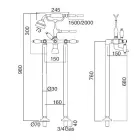 Bodenstehende Badewannenarmatur mit Handbrause aus Messing Made in Italy - Noriana Viadurini