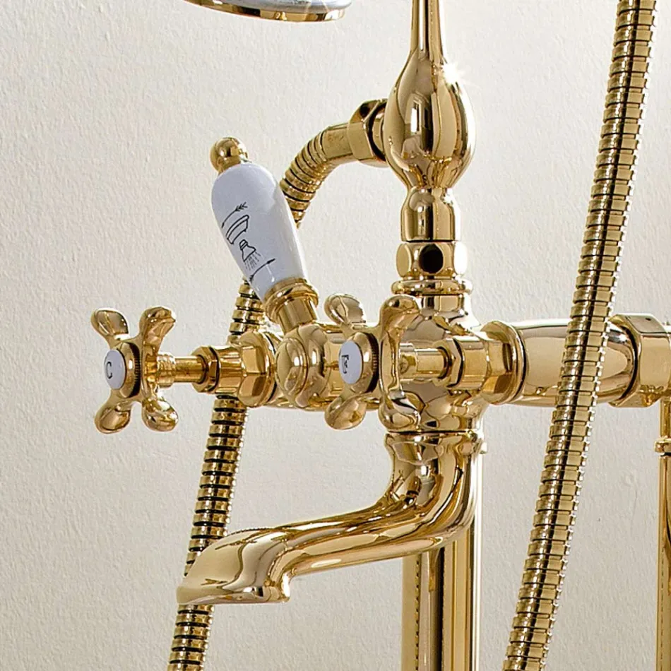 Classic Brass Standbadewasserhahn mit Handbrause - Fioretta Viadurini