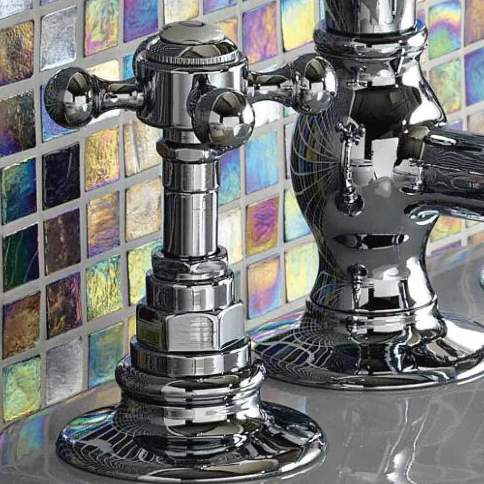 Vintage 3-Loch-Bidethahn aus Messing, hergestellt in Italien – Elisea Viadurini