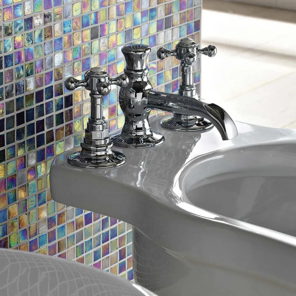 Vintage 3-Loch-Bidethahn aus Messing, hergestellt in Italien – Elisea Viadurini