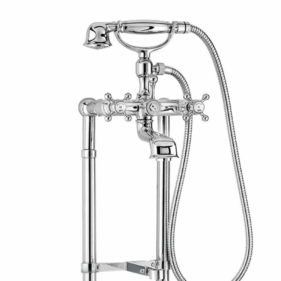 Klassischer Wasserhahn für Badewanne auf Messingsäulen Made in Italy - Enriko Viadurini