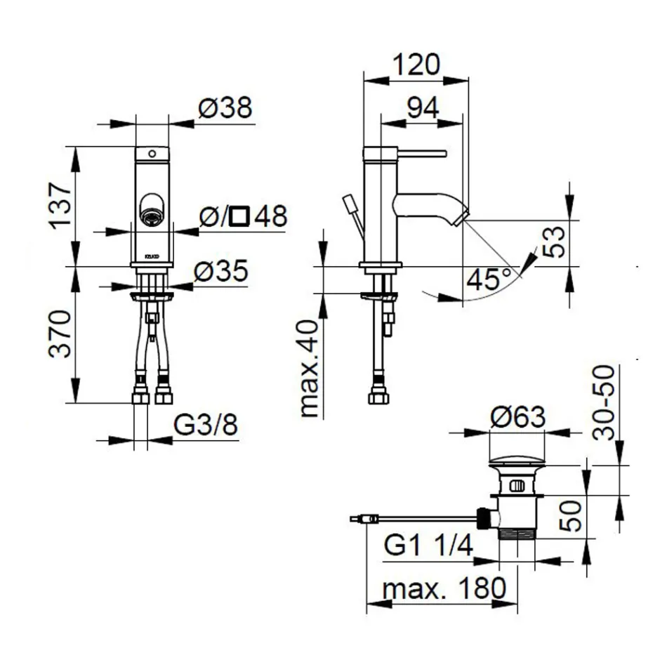 Einhebel-Waschtischmischer Messing Rundes Design - Antilio Viadurini