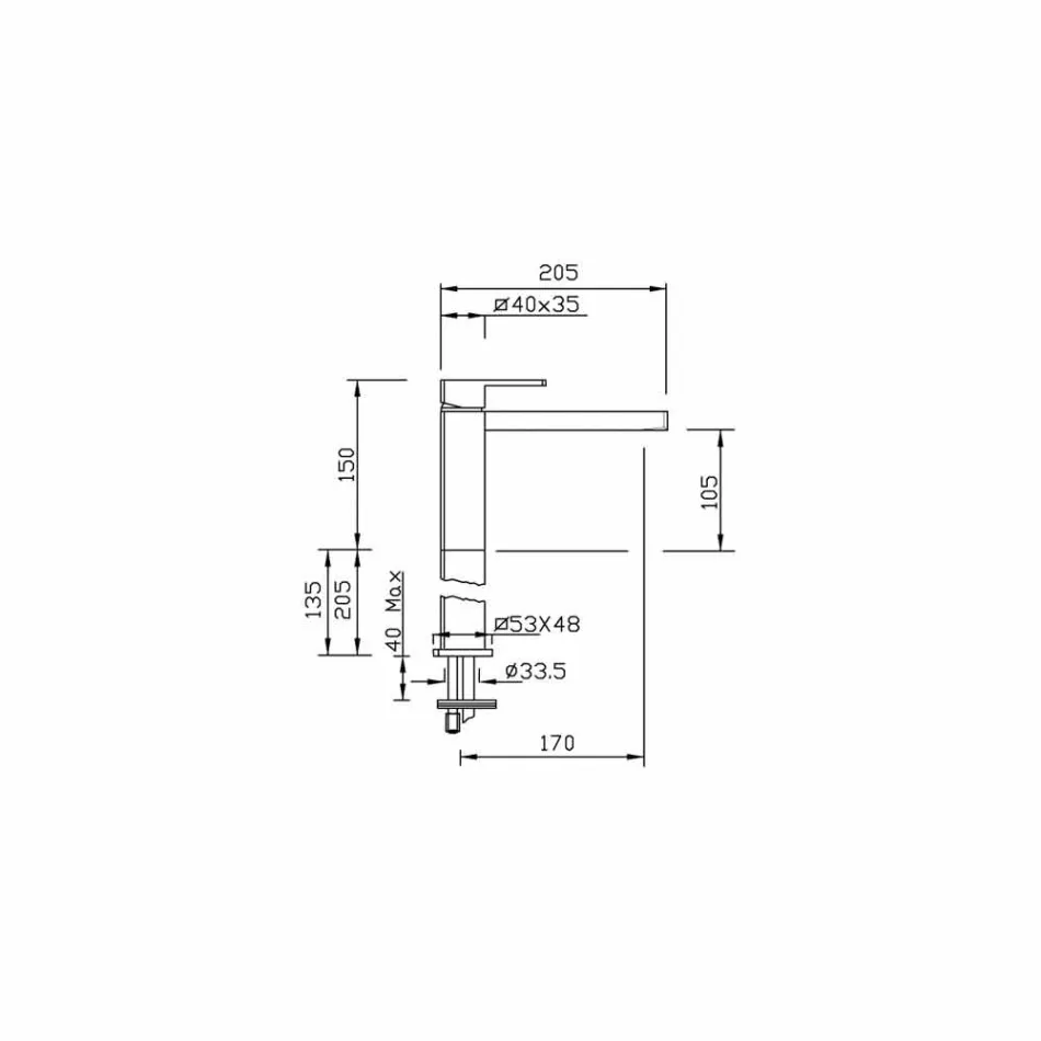 Modernes Design Messing Waschbecken Wasserhahn Made in Italy - Sika Viadurini