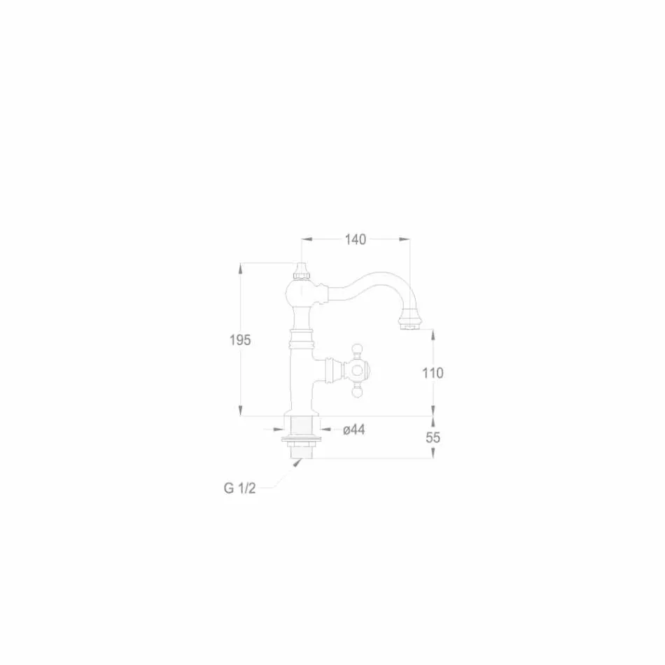 Design Mono-Wasser Bad Waschbecken Wasserhahn aus Messing Made in Italy - Binsu Viadurini