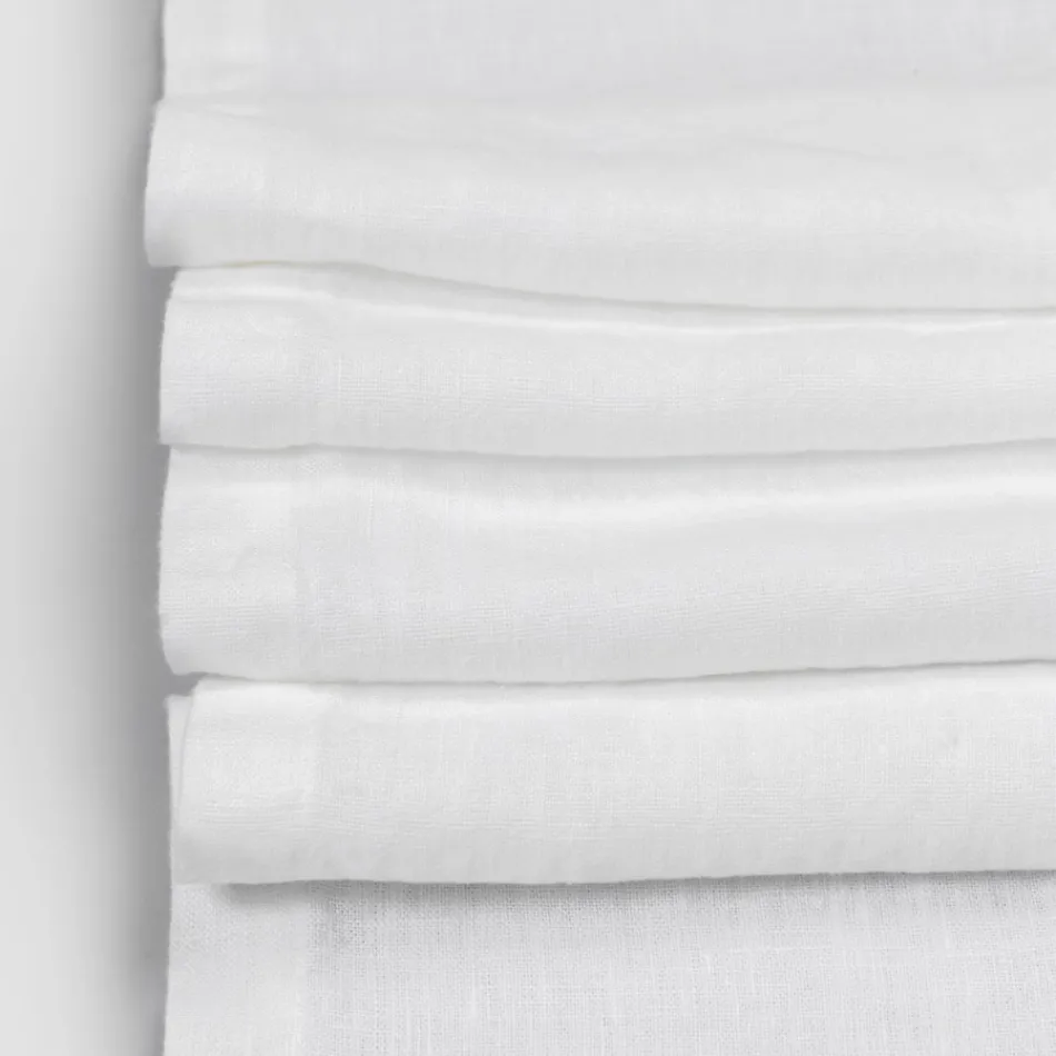 Tischläufer aus Leinen mit weißer Spitze, italienische Luxusqualität – Farnese Viadurini