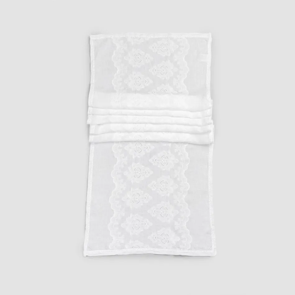 Tischläufer aus 100 % Leinen mit italienischer Luxus-Design-Stickerei – Jujube Viadurini