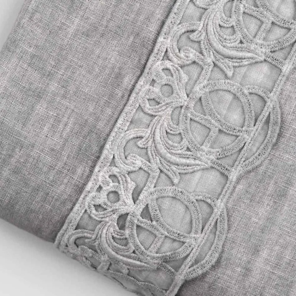 Aufbewahrungstasche für Bettdeckenbezüge aus Leinen mit Sinergia-Spitze und Knöpfen – Energis Viadurini