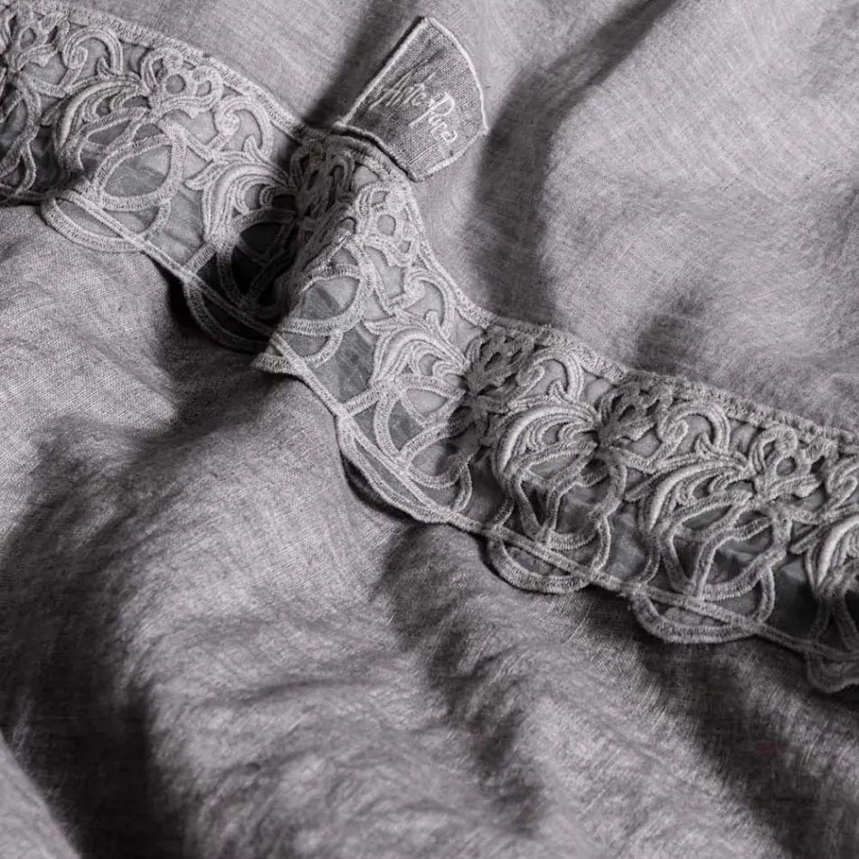 Aufbewahrungstasche für Bettdeckenbezüge aus Leinen mit Sinergia-Spitze und Knöpfen – Energis Viadurini