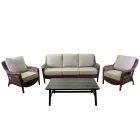 Wohnzimmer bestehend aus 2 Sesseln, 1 Sofa und 1 Couchtisch - Sonnenschirm Viadurini