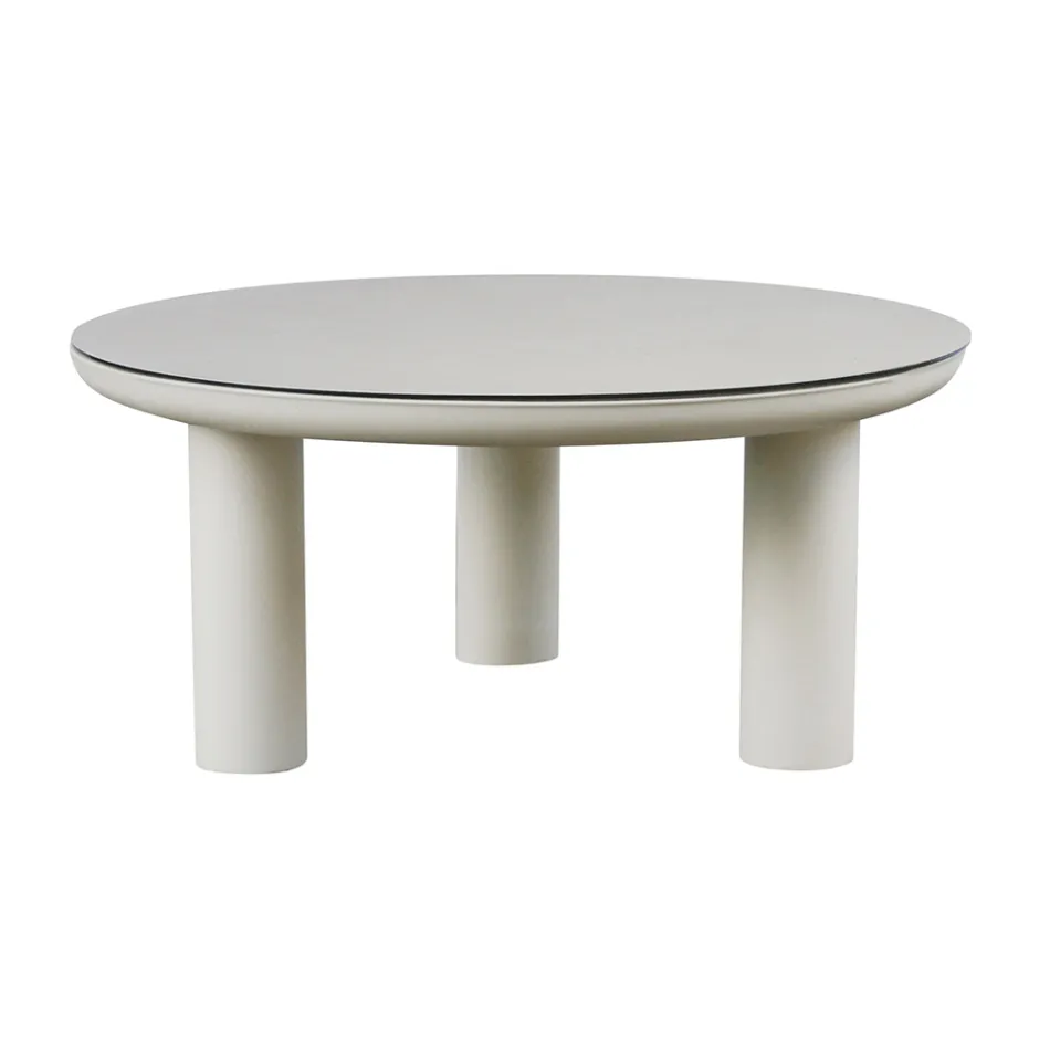 Wohnzimmer, bestehend aus 2 Sesseln, 1 Sofa und 2 Couchtischen aus Aluminium - Fusion Viadurini