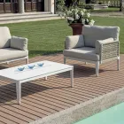 Wohnzimmer, bestehend aus 2 Sesseln, 1 Sofa und Couchtisch aus Aluminium - Symphony Viadurini