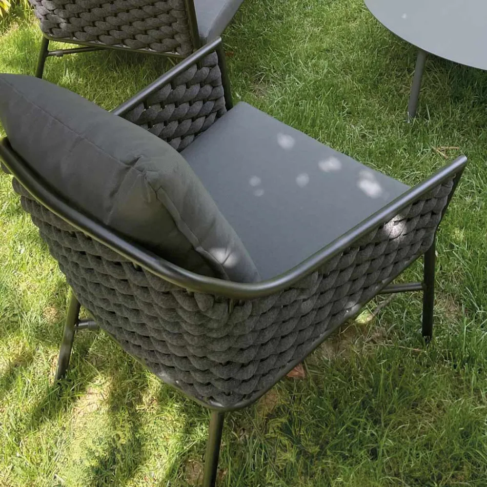 Wohnzimmer bestehend aus Sofa, Sesseln und 2 Couchtischen aus Aluminium - Yuma Viadurini