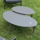 Wohnzimmer bestehend aus Sofa, Sesseln und 2 Couchtischen aus Aluminium - Yuma Viadurini