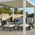 Wohnzimmer, bestehend aus Sofa, Couchtisch und Sesseln mit Fußstütze - Anschlagtafel Viadurini