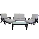 Wohnzimmer, bestehend aus Sofa, Couchtisch und Sesseln mit Fußstütze - Anschlagtafel Viadurini