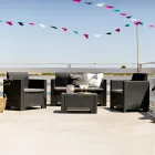 Wohnzimmer mit 1 Sofa, 2 Sesseln und 1 Couchtisch mit Sitzkissen - Maschine Viadurini